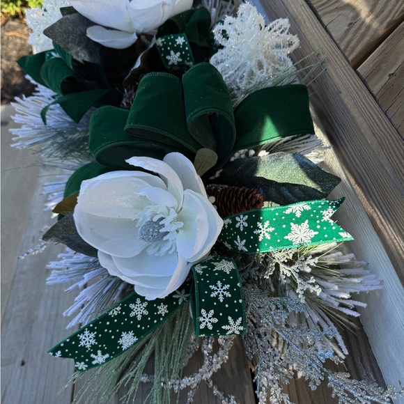 SOLD LOCALLY. Winter Magnolia Swag/Centerpiece/Door Hanger - Picture 8 of 16